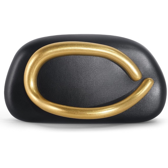 Handbags - Black Clutch with Gold Accent